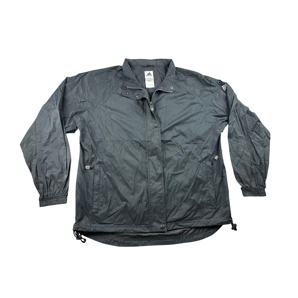 Y2K Adidas Windbreaker Jacket Men XL Black Climashell Gorpcore Full Zip Athletic